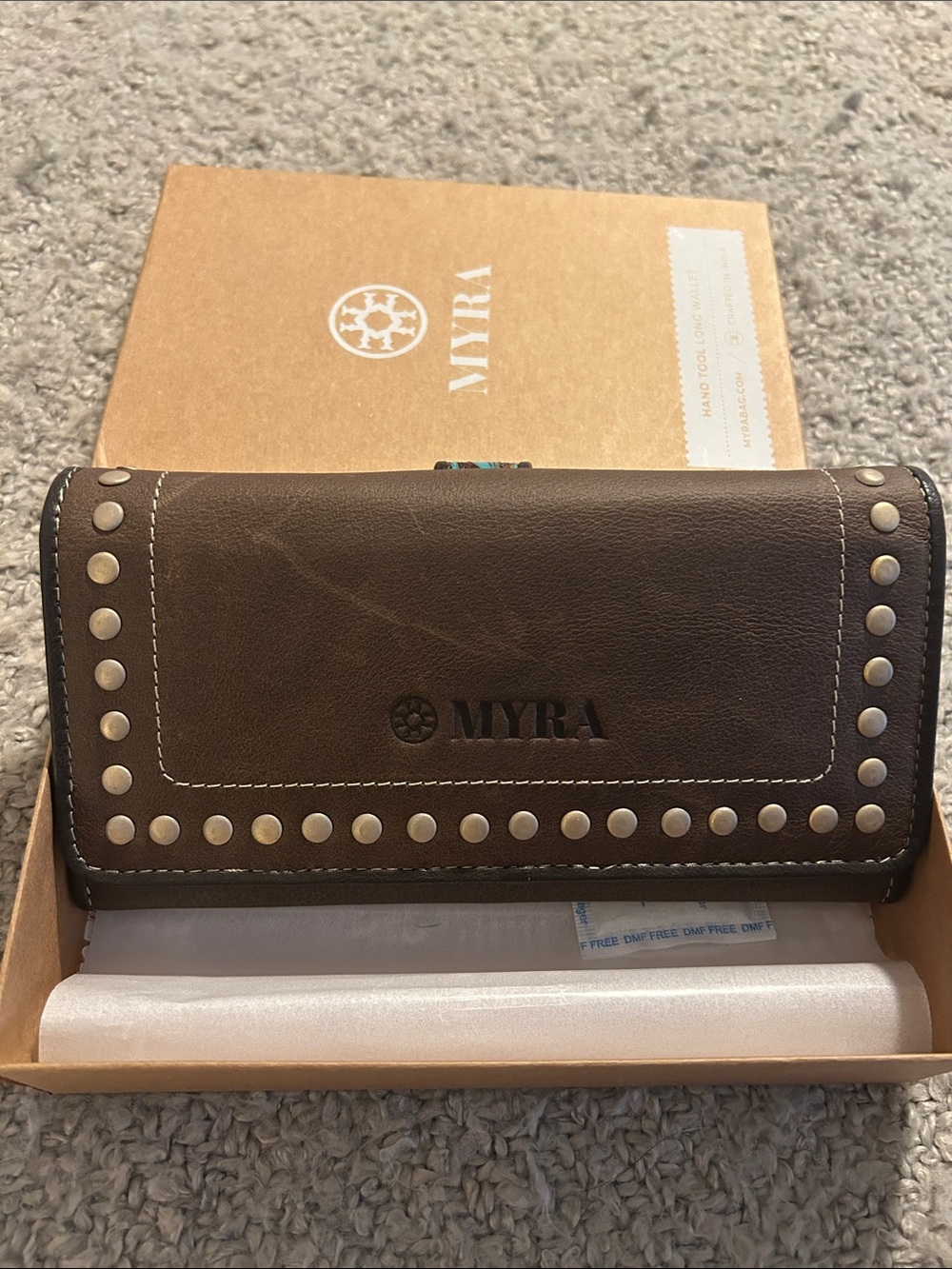 MYRA DANOHUE PEAK WALLET IN TURQUOISE NEW IN BOX - Picture 2 of 9